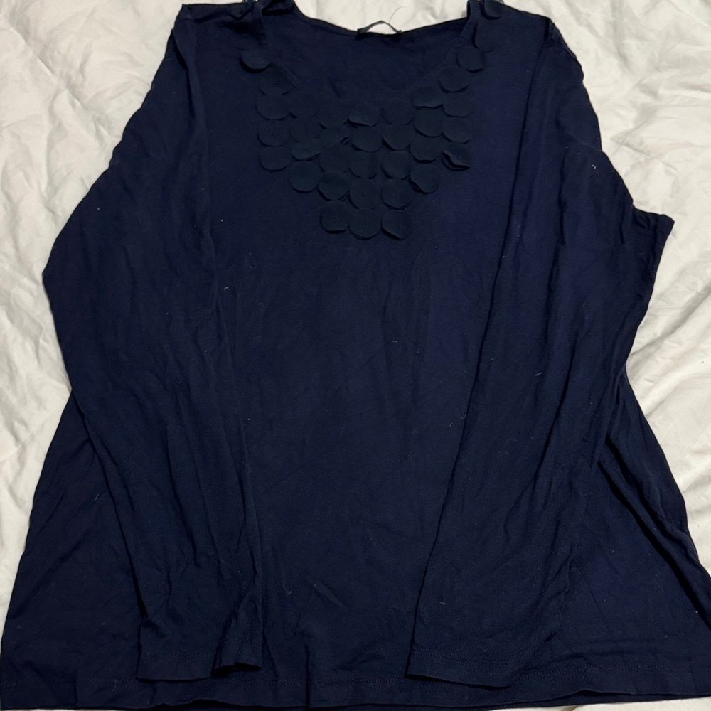 $5-SAMOON Dark Blue Top with Textured Detail